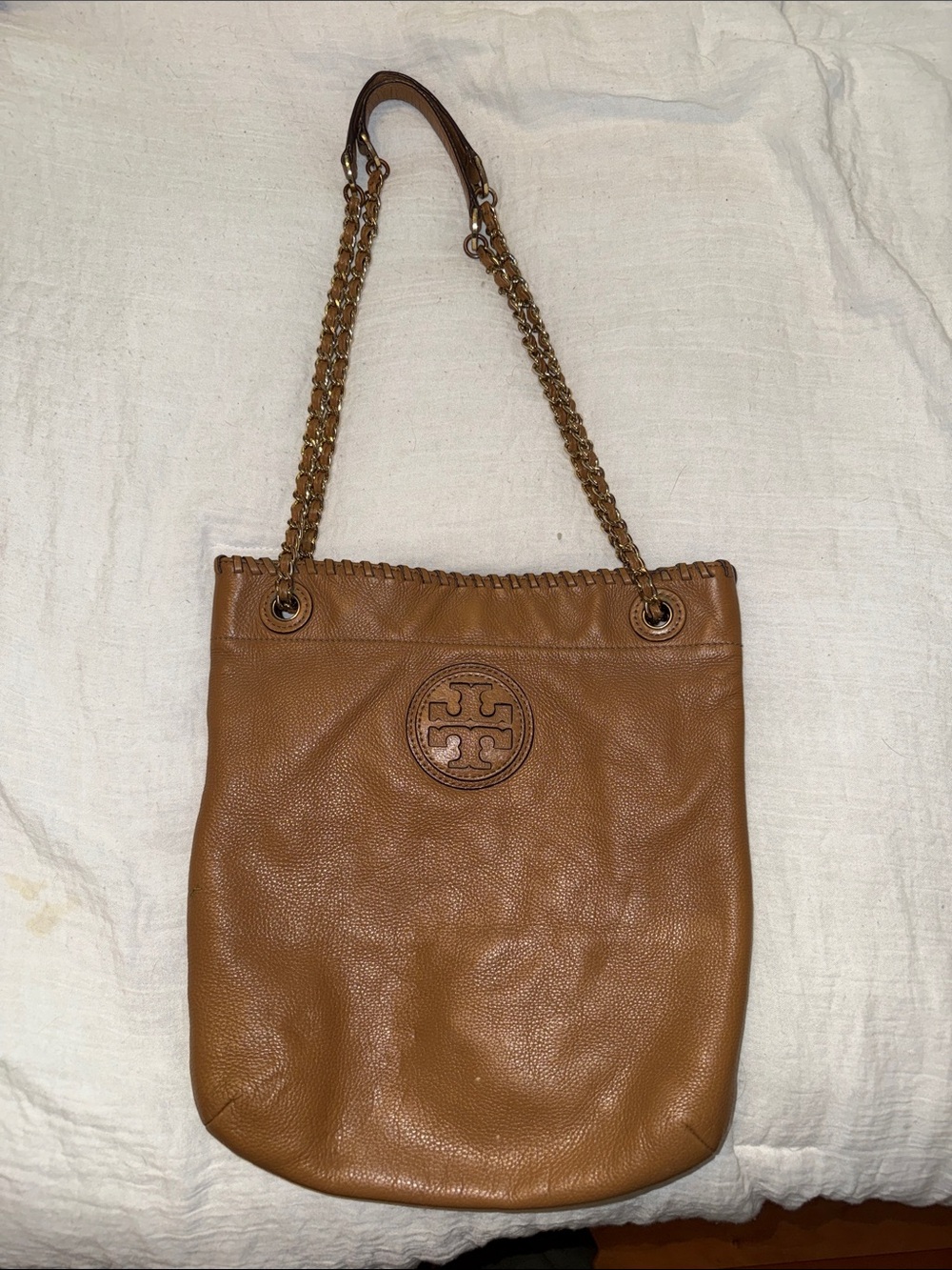 Tory Burch Brown Leather Chain-Handle Shoulder Bag